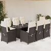 vidaXL 9 Piece Garden Dining Set with Cushions Brown Poly Rattan