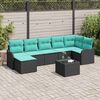 vidaXL Garden Sofa Set 8 pcs Black and turquoise Poly rattan