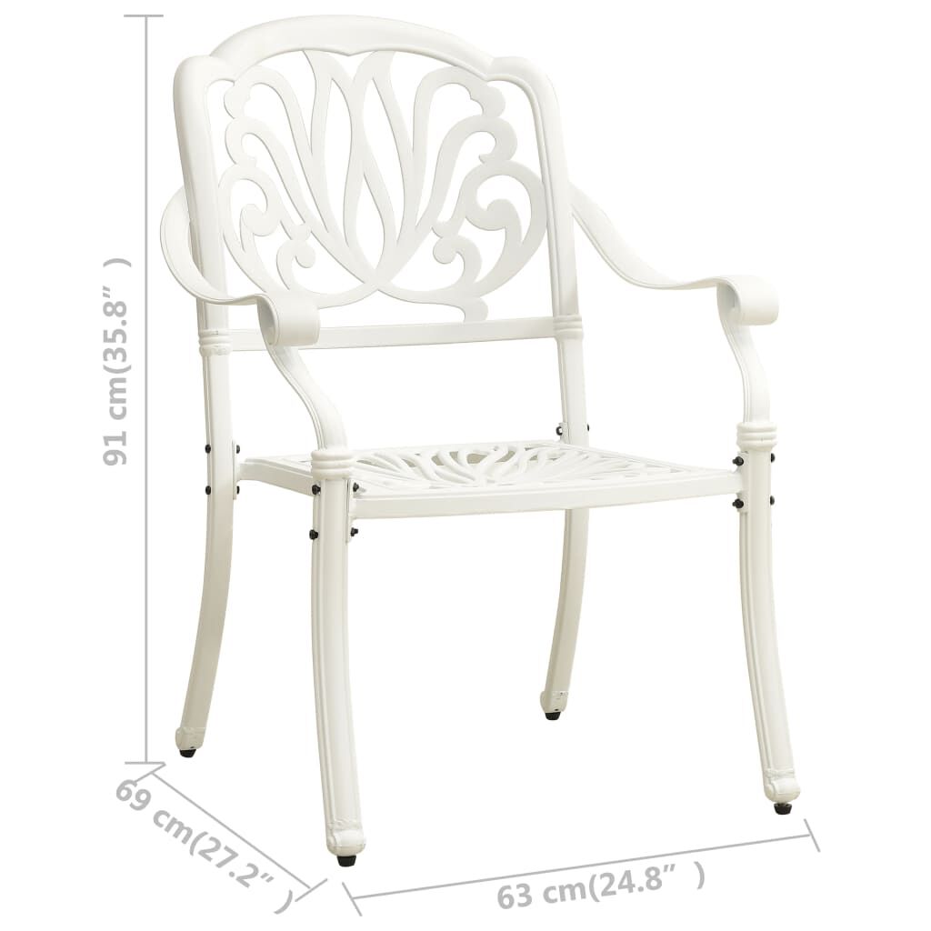 vidaXL 3 Piece Bistro Set Cast Aluminium White