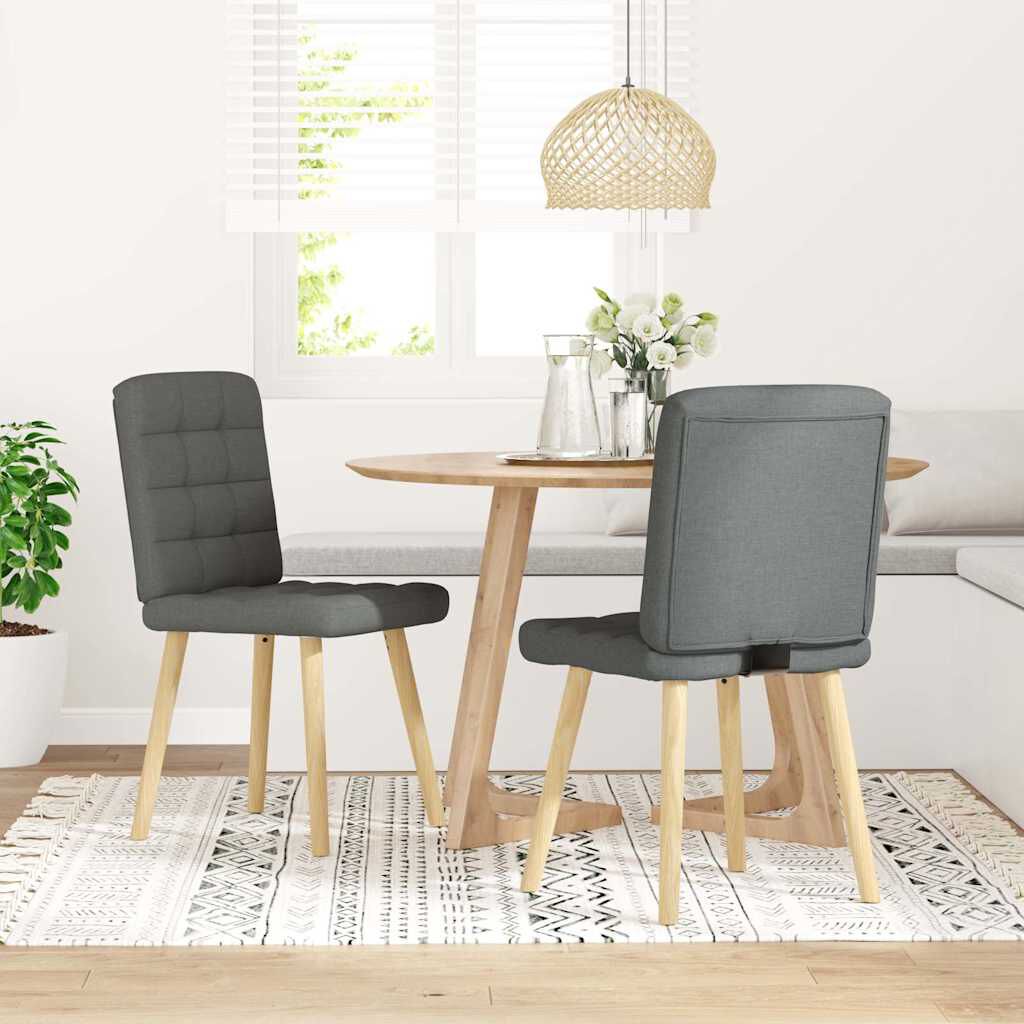 vidaXL Dining Chairs 2 pcs Dark Grey Fabric