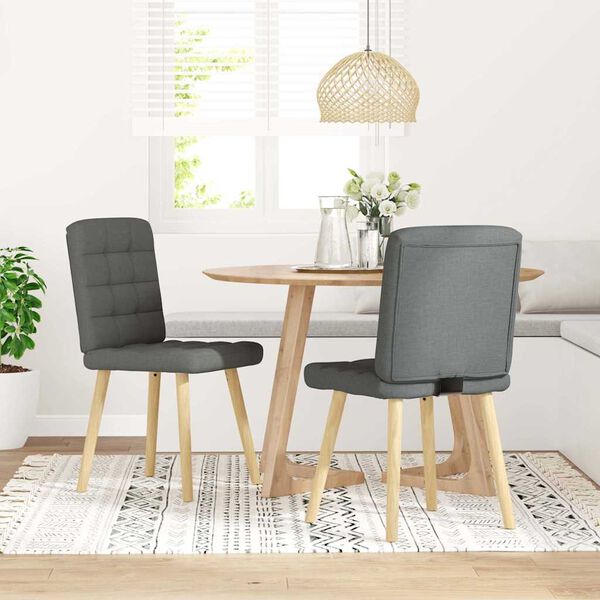 vidaXL Dining Chairs 2 pcs Dark Grey Fabric