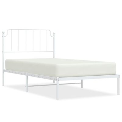 vidaXL Metal Bed Frame with Headboard White 100x190 cm