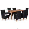 vidaXL 7 Piece Outdoor Dining Set Poly Rattan Black and Brown