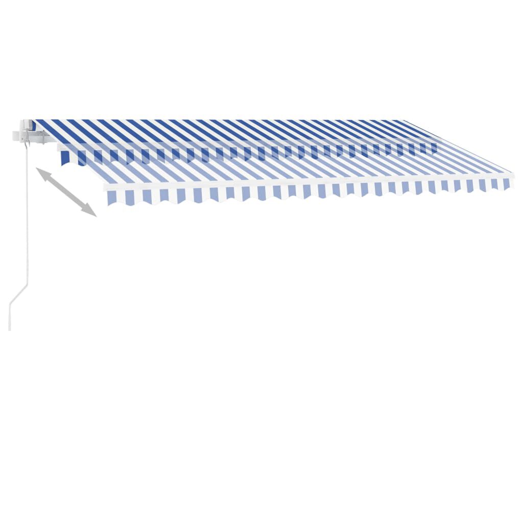 vidaXL Freestanding Manual Retractable Awning 400x300 cm Blue/White