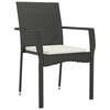 vidaXL Garden Dining Set with Cushion 5 pcs Black Poly Rattan