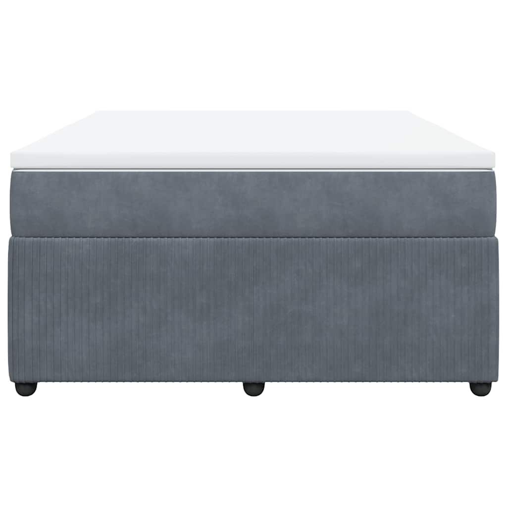 vidaXL Box Spring Bed with Mattress Dark Grey Queen Velvet