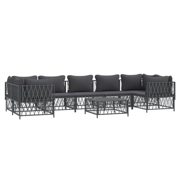 vidaXL 8 Piece Garden Lounge Set with Cushions Anthracite Steel
