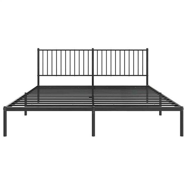 vidaXL Metal Bed Frame without Mattress with Headboard Black 183x213cm