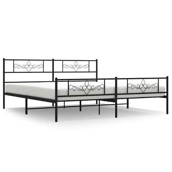 vidaXL Metal Bed Frame without Mattress with Footboard Black 193x203cm