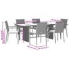 vidaXL 7 Piece Garden Dining Set with Cushions Black Poly Rattan