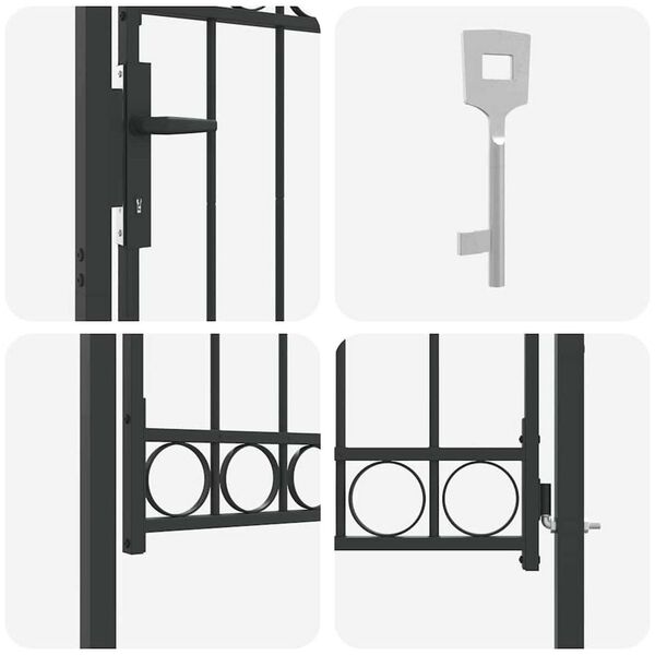 vidaXL Fence Gate Grey 100 x 125 cm Powder-coated steel