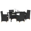 vidaXL Garden Dining Set 5 pcs Black Poly Rattan