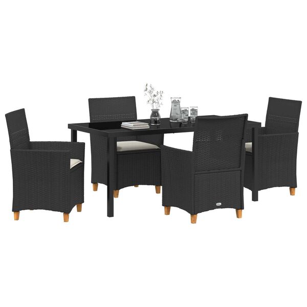 vidaXL Garden Dining Set 5 pcs Black Poly Rattan