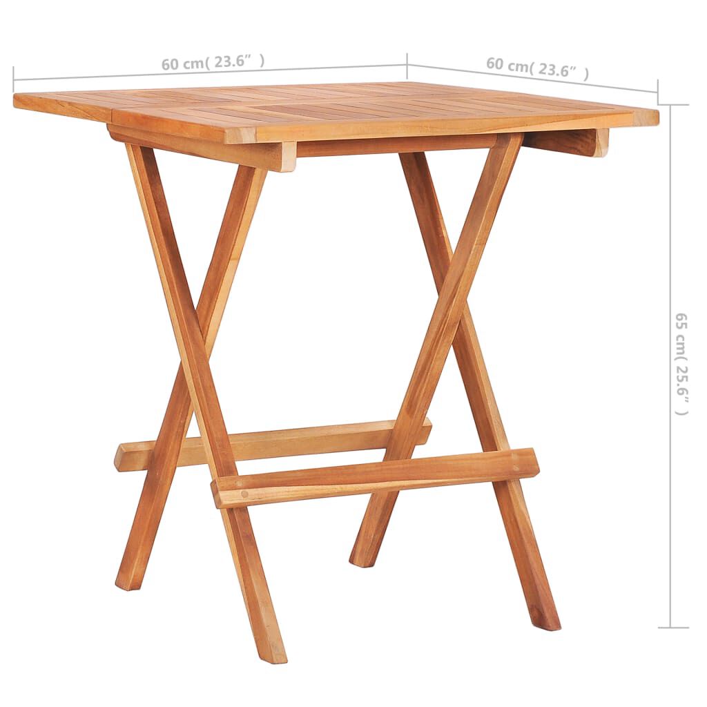 vidaXL 3 Piece Bistro Set with Green Cushions Solid Teak Wood