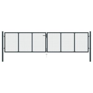 vidaXL Mesh Garden Gate Galvanised Steel 400x75 cm Grey