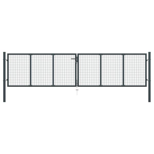 vidaXL Mesh Garden Gate Galvanised Steel 400x125 cm Grey
