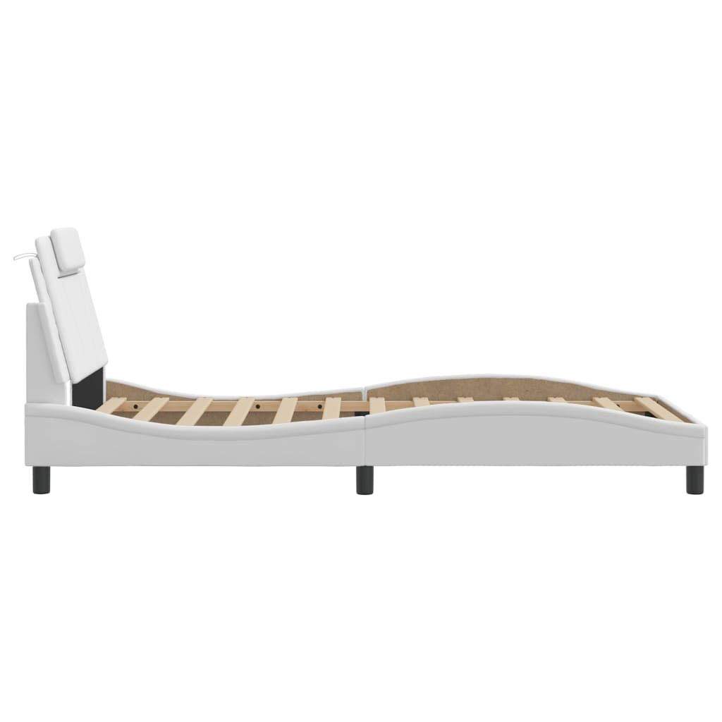 vidaXL Bed Frame with LED without Mattress White 100x190 cm