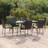 vidaXL 7 Piece Garden Dining Set Black Poly Rattan