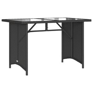 vidaXL Garden Table with Glass Top Black 110x68x70 cm Poly Rattan