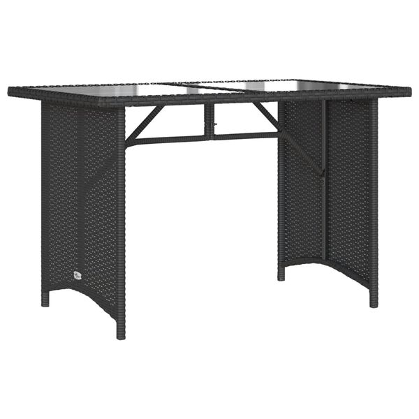 vidaXL Garden Table with Glass Top Black 110x68x70 cm Poly Rattan