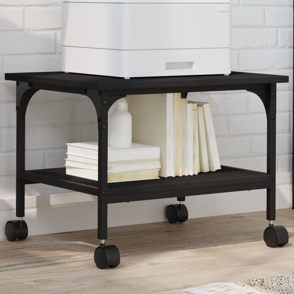vidaXL Printer Stand 2-Tier Black 50x40x38 cm Engineered Wood
