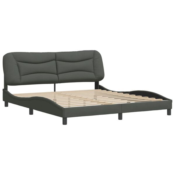 vidaXL Bed Frame without Mattress "Hvar" Dark Grey 193x203 cm Fabric