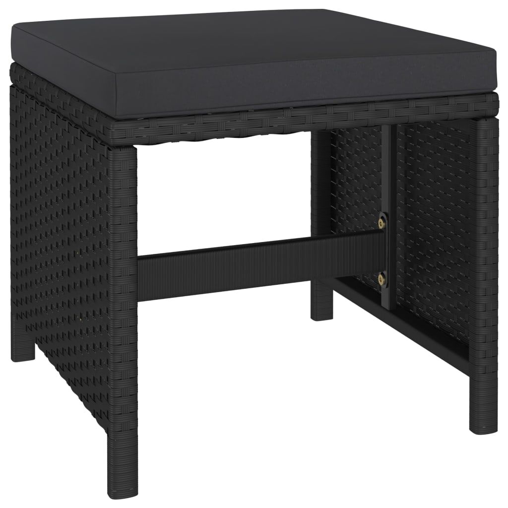 vidaXL 6 Piece Outdoor Dining Set with Cushions Poly Rattan Black