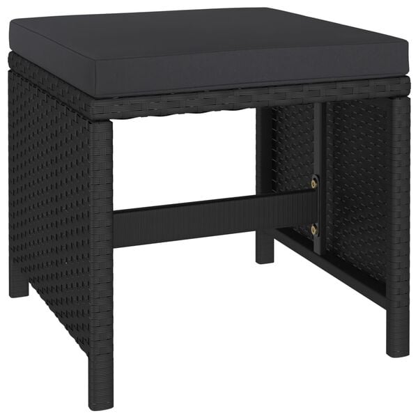 vidaXL 6 Piece Outdoor Dining Set with Cushions Poly Rattan Black