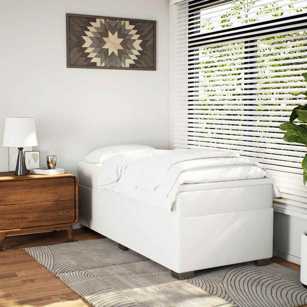 vidaXL Box Spring Bed with Mattress White Twin XL Faux Leather