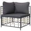 vidaXL Garden Corner Sofa with Dark Grey Cushions Poly Rattan