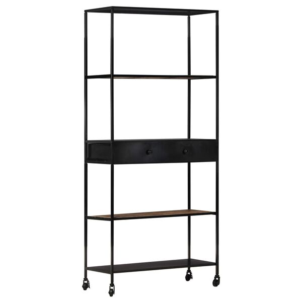 vidaXL Book Cabinet 80x35x180 cm Rough Mango Wood & Iron