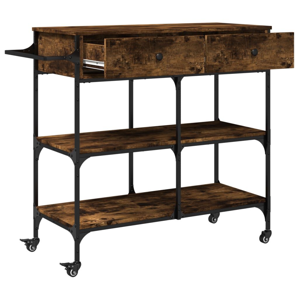 vidaXL Kitchen Trolley Smoked Oak 105x42x95 cm Engineered Wood