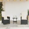 vidaXL 3 Piece Bistro Set with Cushions Black Poly Rattan