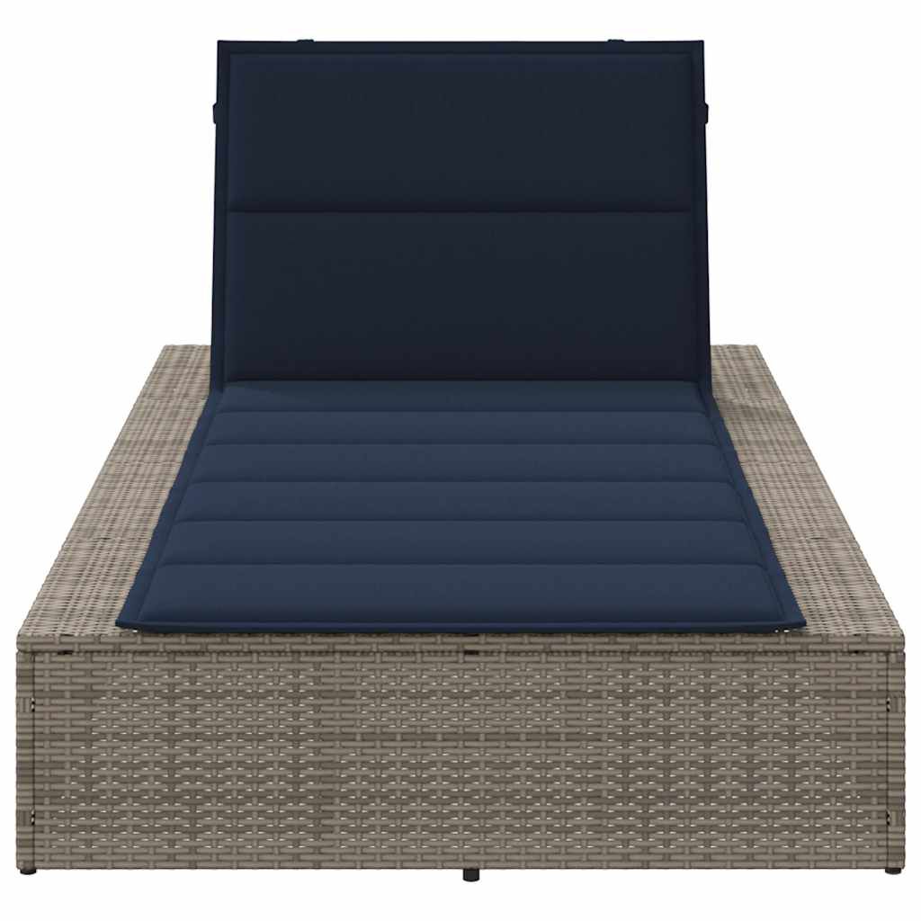 vidaXL Sunbed with Floating Cushion Grey Poly Rattan
