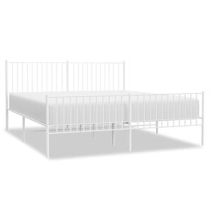 vidaXL Metal Bed Frame without Mattress with Footboard White 183x213cm