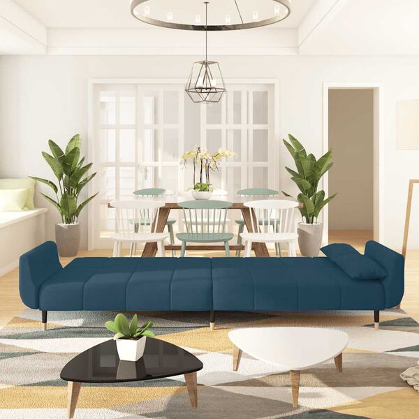 vidaXL 2-Seater Sofa Bed with Two Pillows Dark Green Velvet