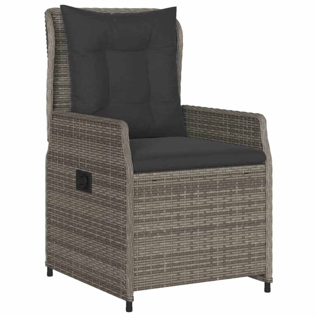 vidaXL Reclining Garden Chairs 2 pcs Grey Poly Rattan