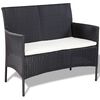 vidaXL Garden Sofa Set 7 Pieces Poly Rattan Black and Cream White