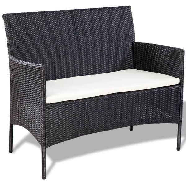 vidaXL Garden Sofa Set 7 Pieces Poly Rattan Black and Cream White