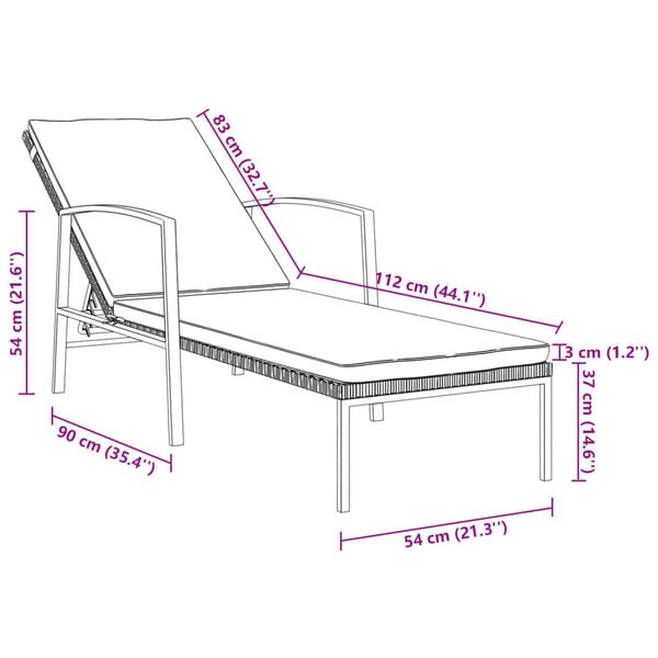 vidaXL Sun Loungers 2 pcs with Table Poly Rattan Grey