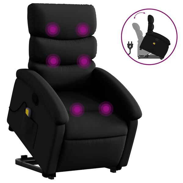 vidaXL Stand up Massage Recliner Chair Black Faux Leather