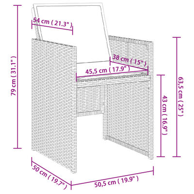 vidaXL 11 Piece Garden Dining Set with Cushions Grey Poly Rattan