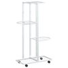 vidaXL 4-Floor Flower Stand with Wheels 44x23x80 cm White Iron