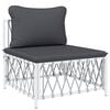 vidaXL 5 Piece Garden Lounge Set with Cushions White Steel