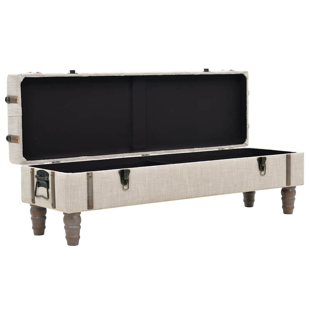 vidaXL Storage Bench 111 cm Cream Solid Wood Fir&Fabric