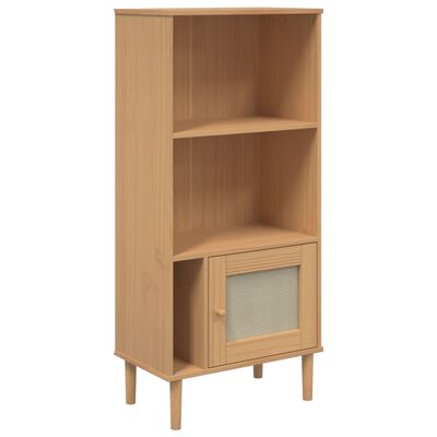 vidaXL Bookcase SENJA Rattan Look Brown 60x35x130 cm Solid Wood Pine