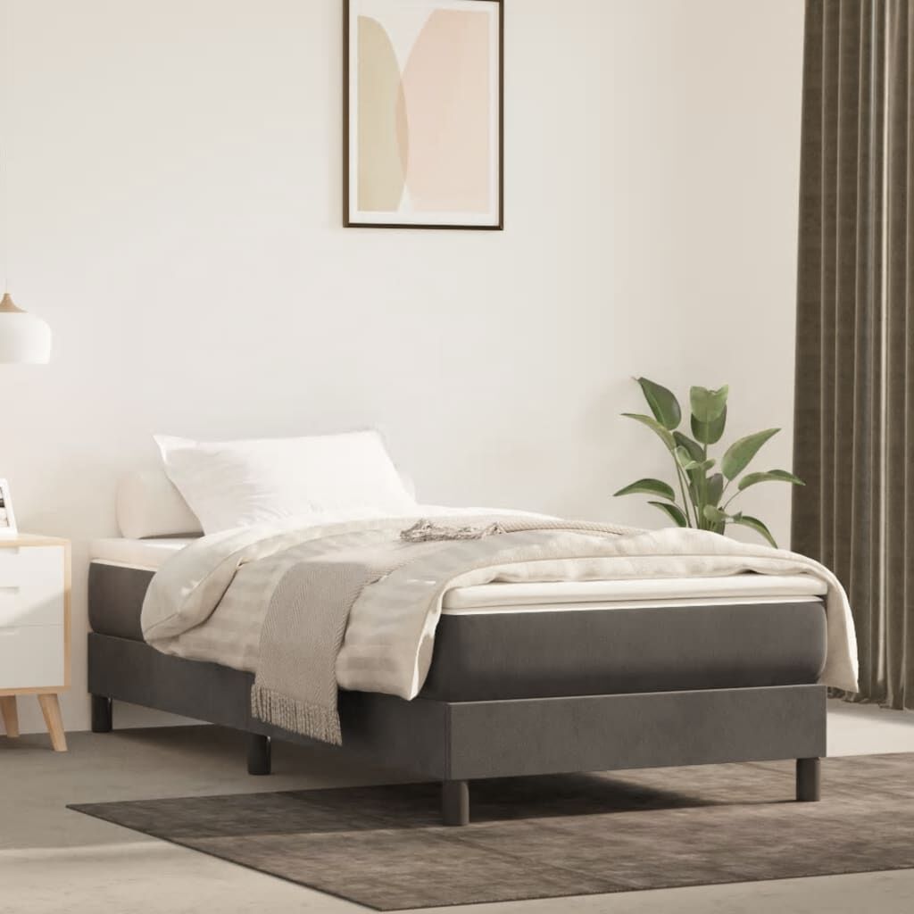 vidaXL Pocket Spring Bed Mattress Dark Grey 100x203x20 cm Twin XL Velvet