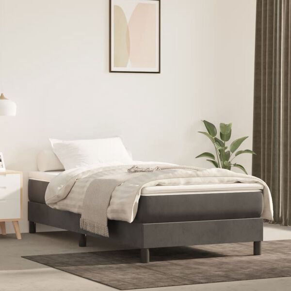 vidaXL Pocket Spring Bed Mattress Dark Grey 100x203x20 cm Twin XL Velvet