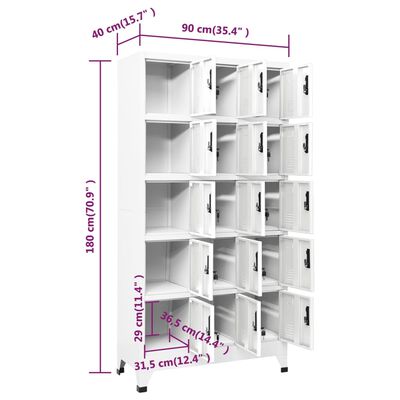 vidaXL Locker Cabinet White 90x40x180 cm Steel