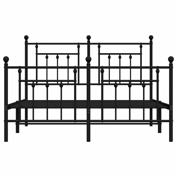 vidaXL Metal Bed Frame without Mattress with Footboard Black 150x200cm